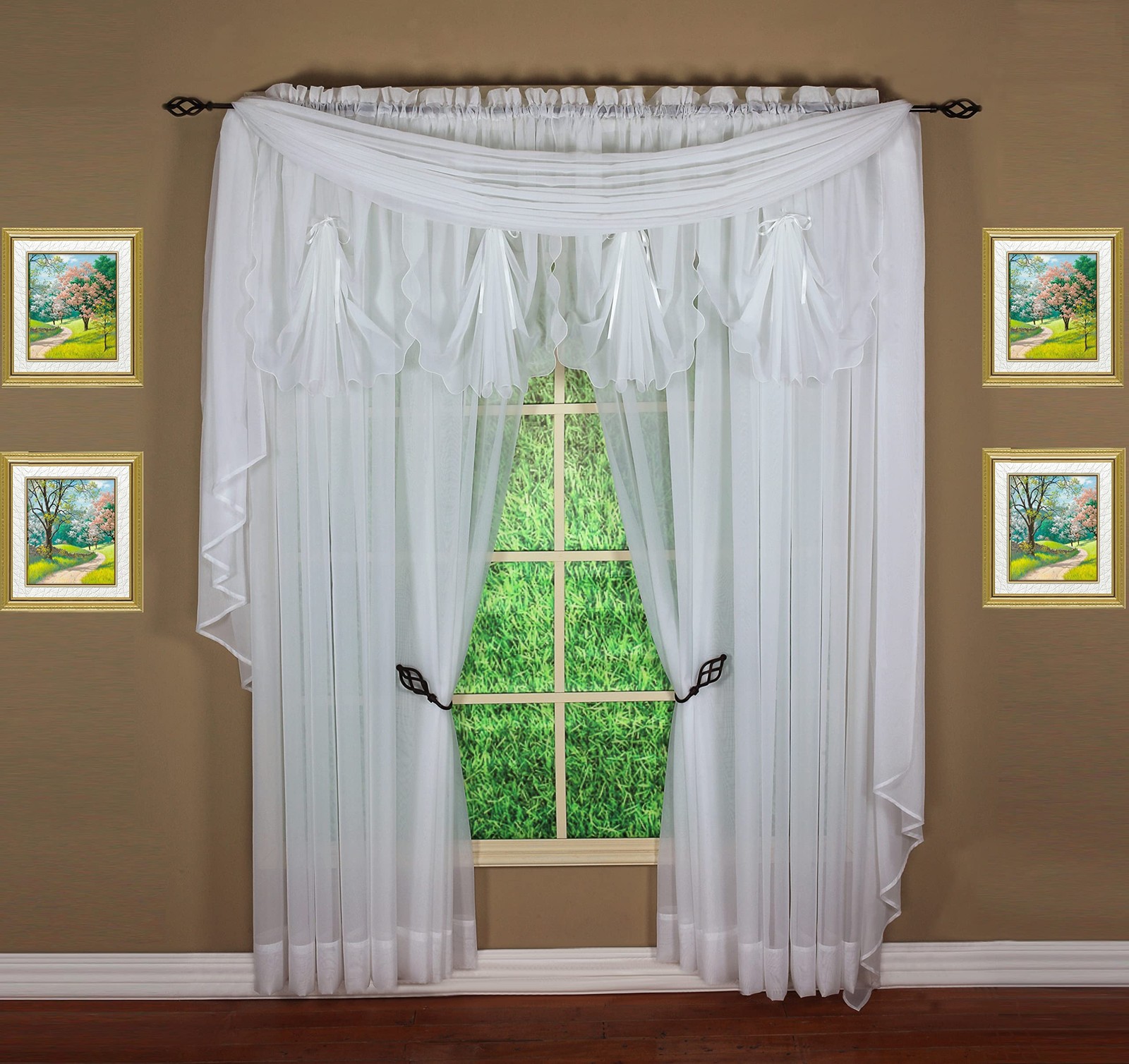 Premium Voile Sheer Kitchen Curtain 60×63 Inch 100 Polyester Easy Care