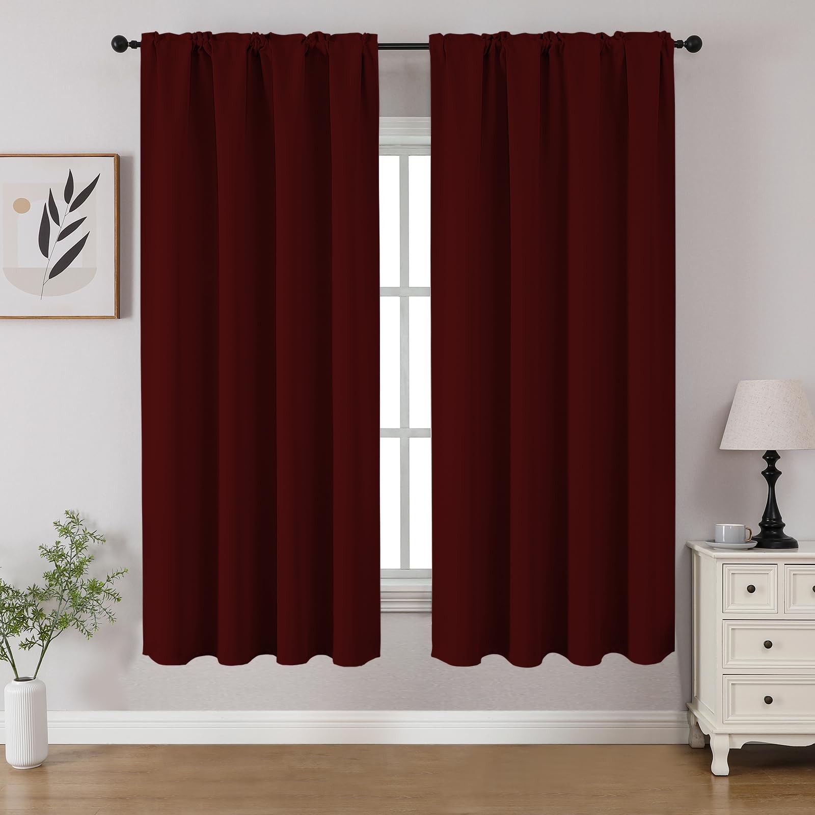 Burgundy Red Blackout Curtains 52 W X 54 L Pack Of 2 Sun Blocking Drapes