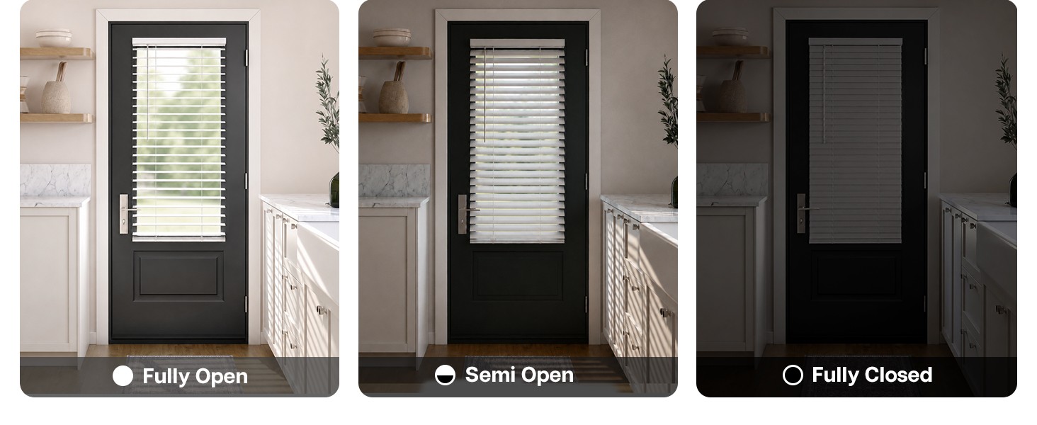 2″ Faux Wood Blinds for Doors, Cordless French Door Blinds for , Light Filtering