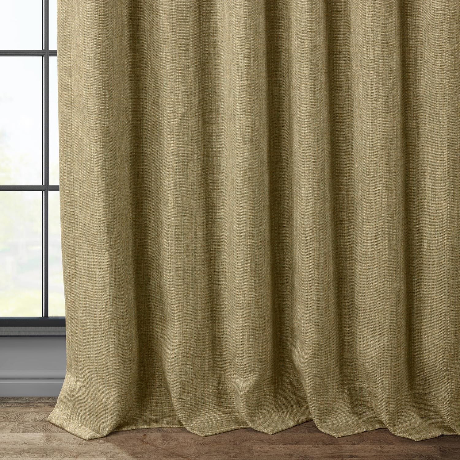 1 Panel Nomad Tan 84″L x 100″W Linen Darkening Curtains For Bedroom Living Room