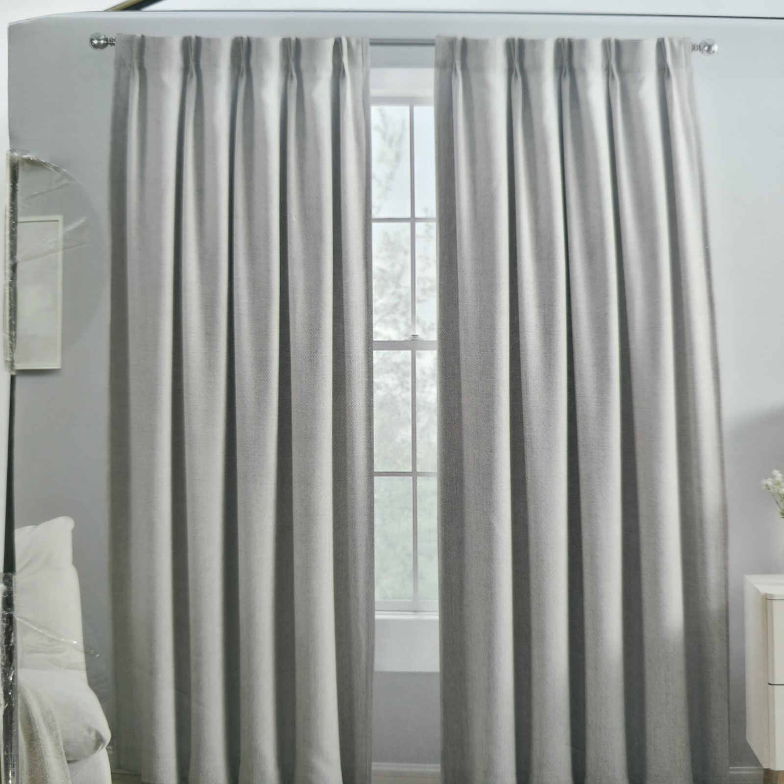 Tahari Home set of 4 Pinch Pleat Curtains Blackout Oatmeal Beige New 37×84