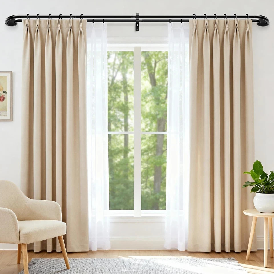 Double Curtain Rods 48 to 84 Inches, Wrap around Curtain Rods, Extendable Double