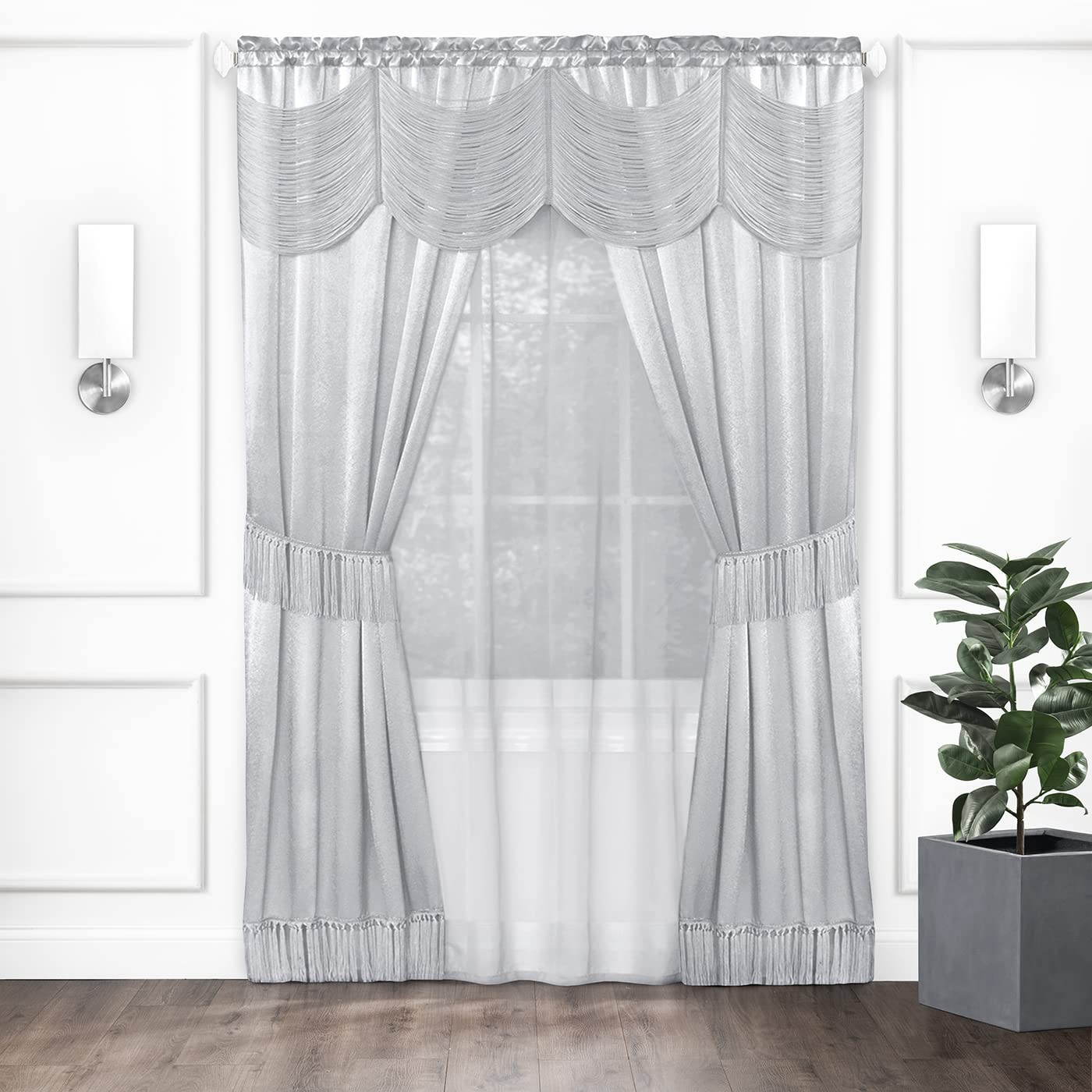 Halley Window Curtains, 6-Piece Set – 56 Inch Width, 84 Inch Length, 2 Inch R…