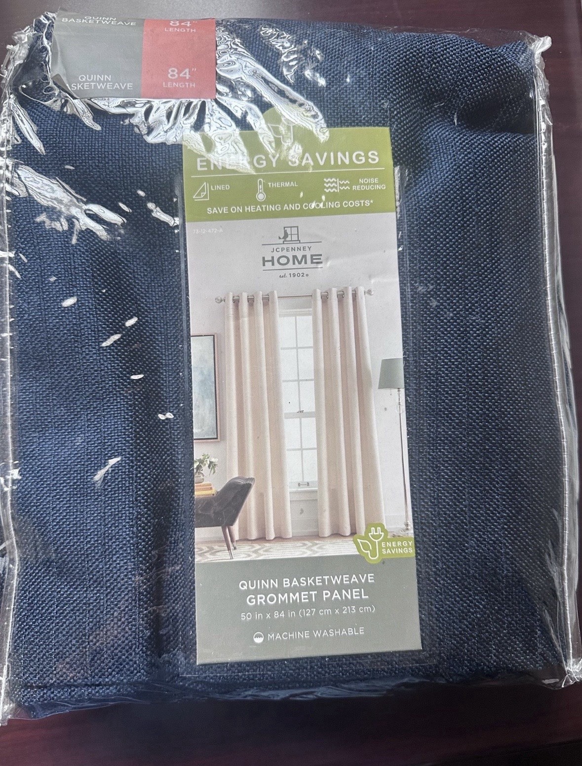 JCP Home Quinn Basketweave Grommet Panel, Blue, 50 In x 84 In