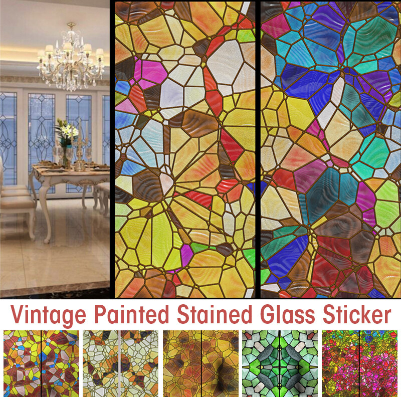 3D Rainbow Glass Privacy Film Stained Static Cling Sticker Frosted Window /Decor