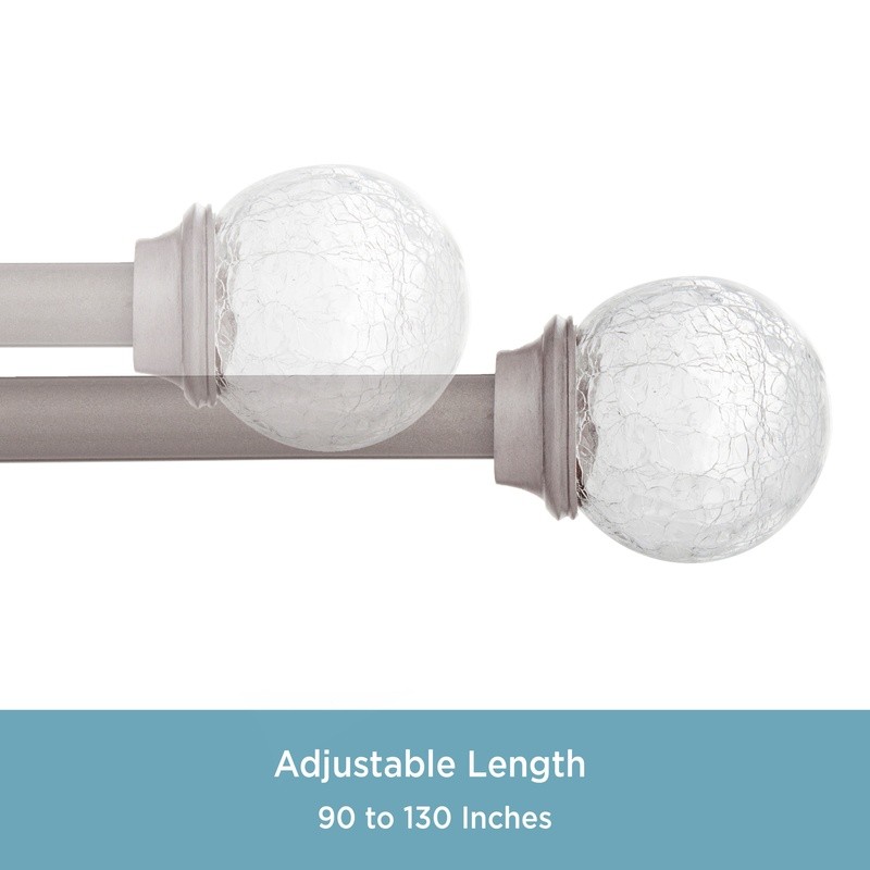 Adjustable Decorative Curtain Rod W/ Glass Finials Home Use New