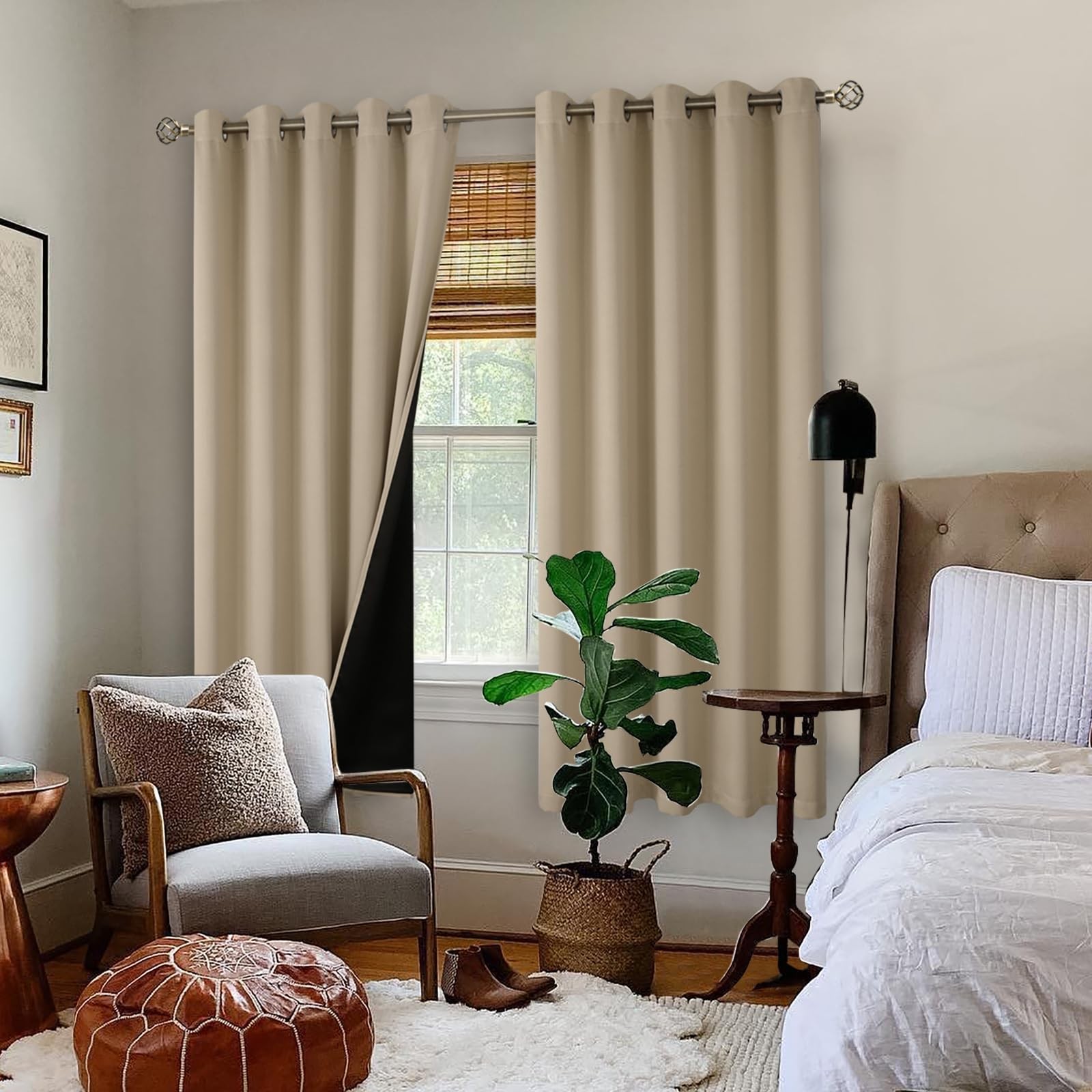 BGment Thermal Insulated 100 Blackout Curtains for Bedroom with Black Liner,