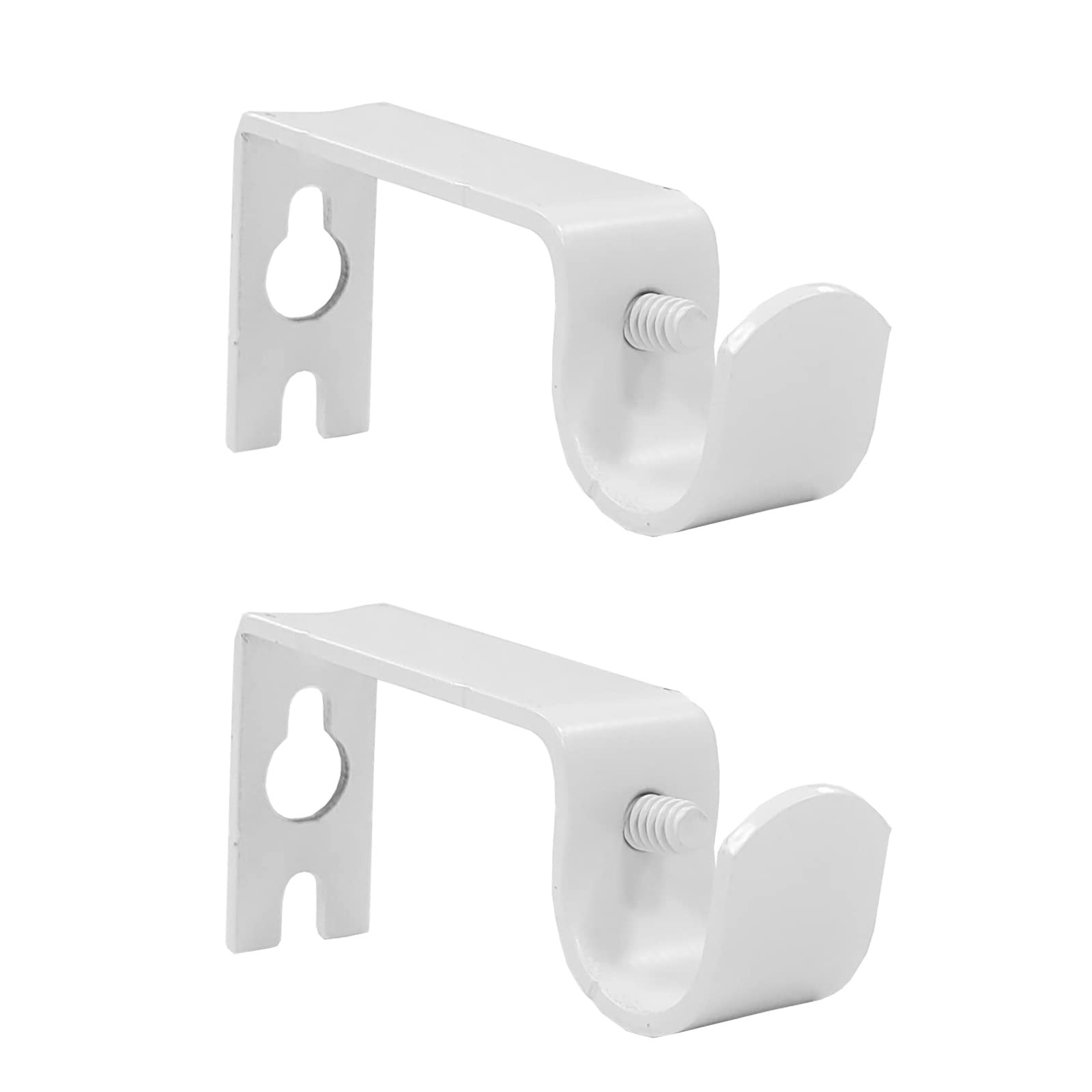 2 PCS Curtain Bracket Holders Fixed Mount Fits 1/2 5/8 Inch Rods White