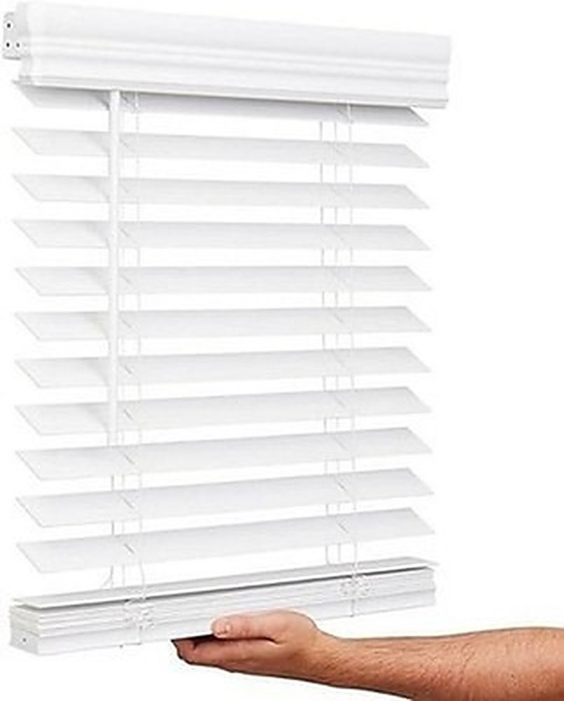 Lotus Windoware Cordless 2 Inch Faux Wood Blind 34×72 Bright White #R041