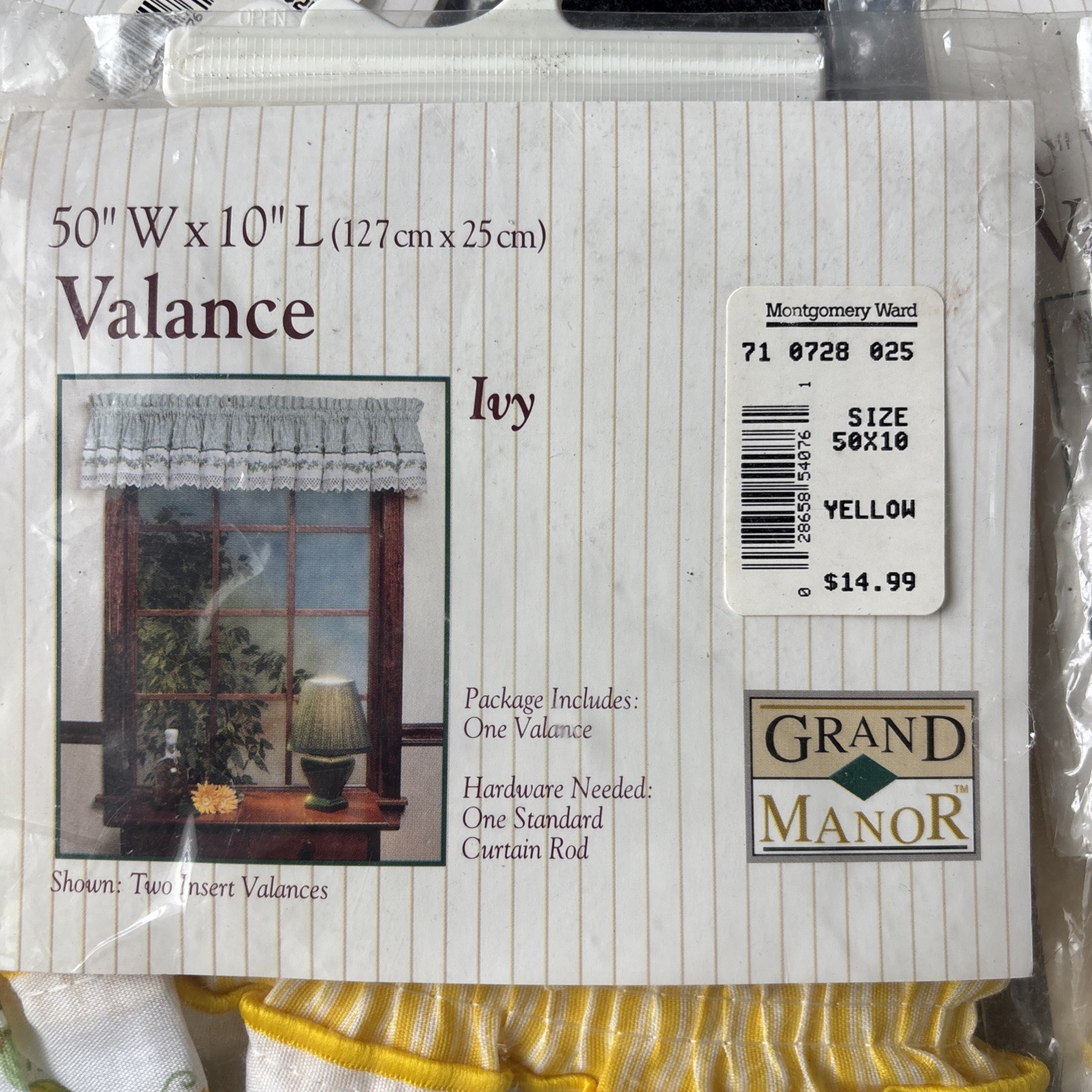 Vintage LOT of 3 Grand Manor Valances 50×10 Yellow Floral Lace Cottagecore