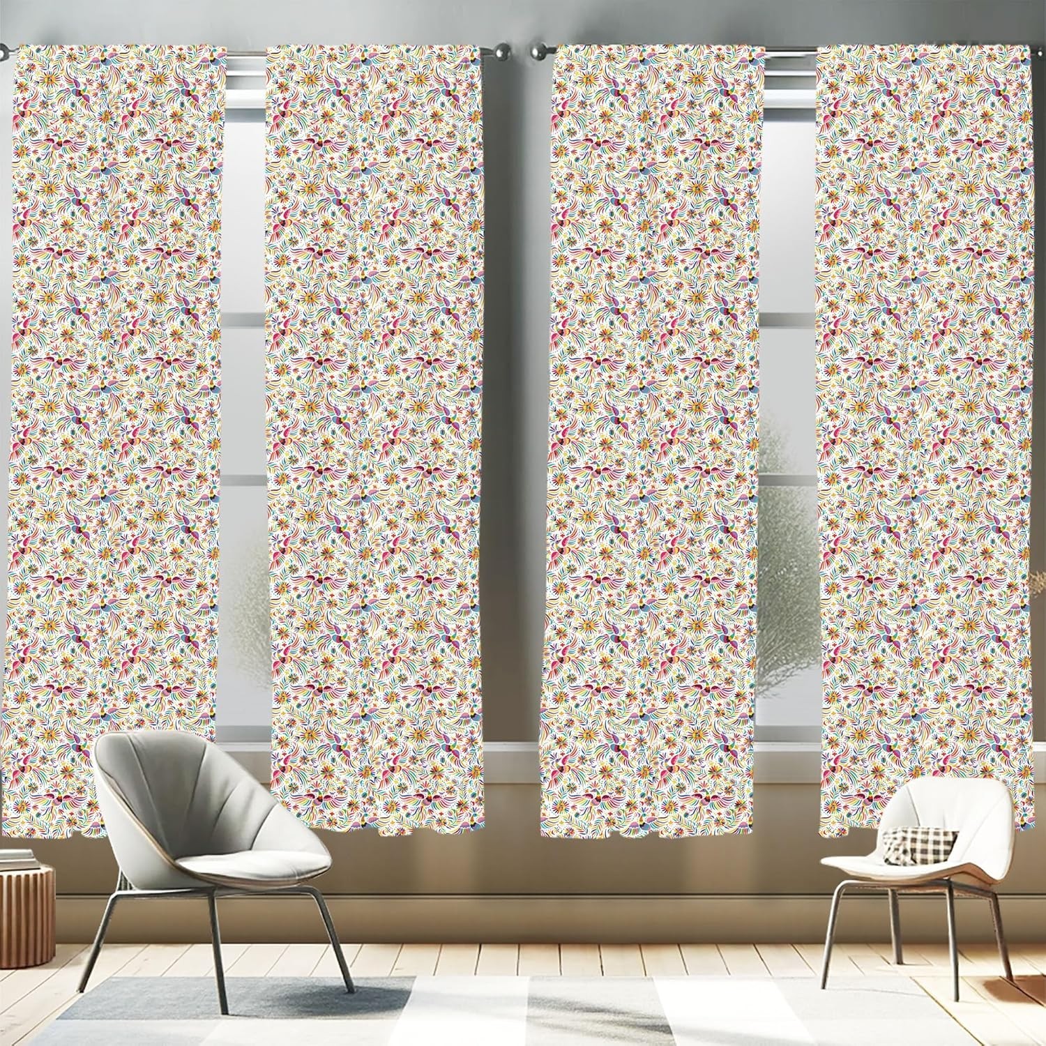Nature Inspired Mexican Curtains – 28″x84″ – Set of 4 Panels