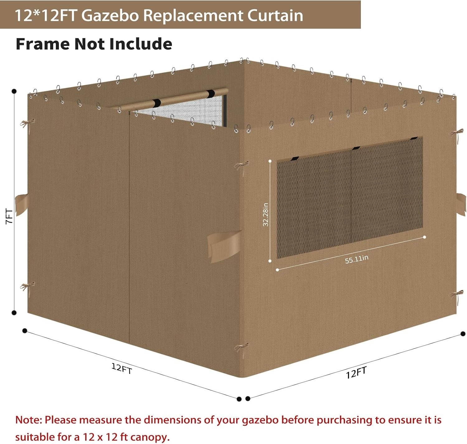 Transform Your Outdoor Space with 12×12 FT Waterproof Gazebo Curtains in Khaki