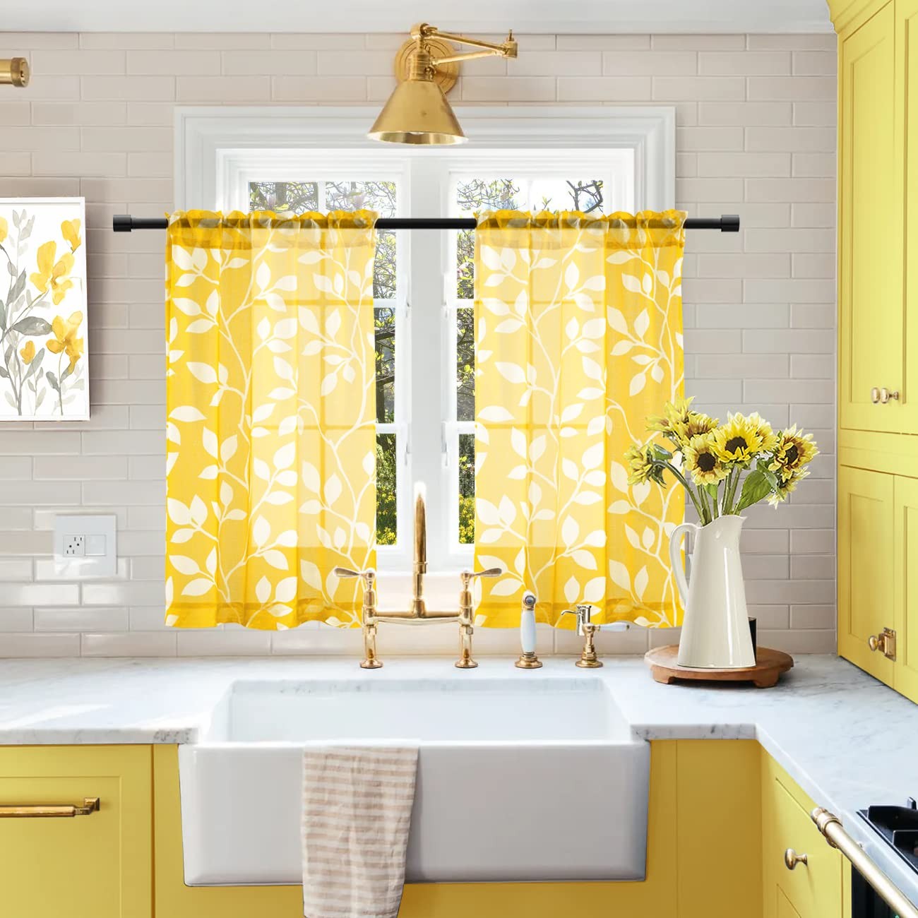XTMYI Mustard Yellow Curtains for Bedroom 25″W x 30″L (Pack of 2),