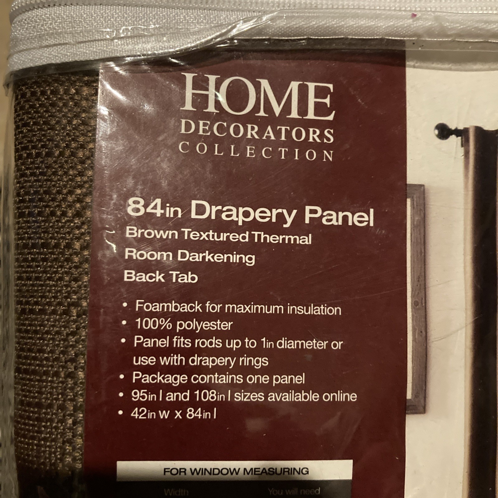 Home Decorators Collection 84″ Brown Textured Thermal Darkening Drapery Panel