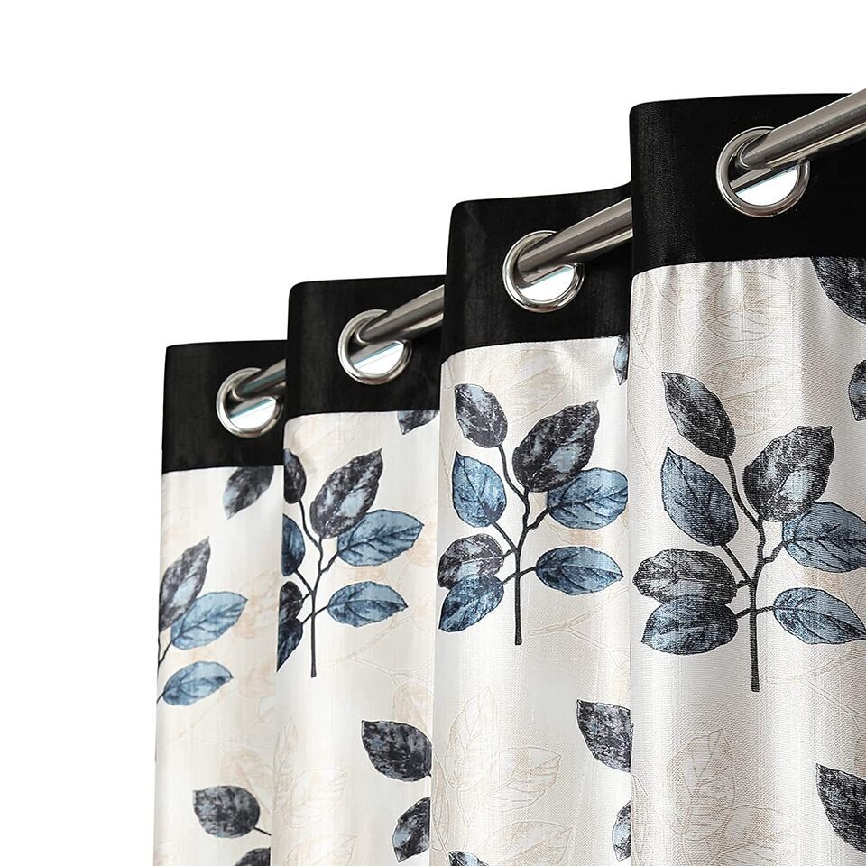 2 Piece Floral Print Eyelet Grommet Door Window Hippie Curtains Set 5 7 9 Feet