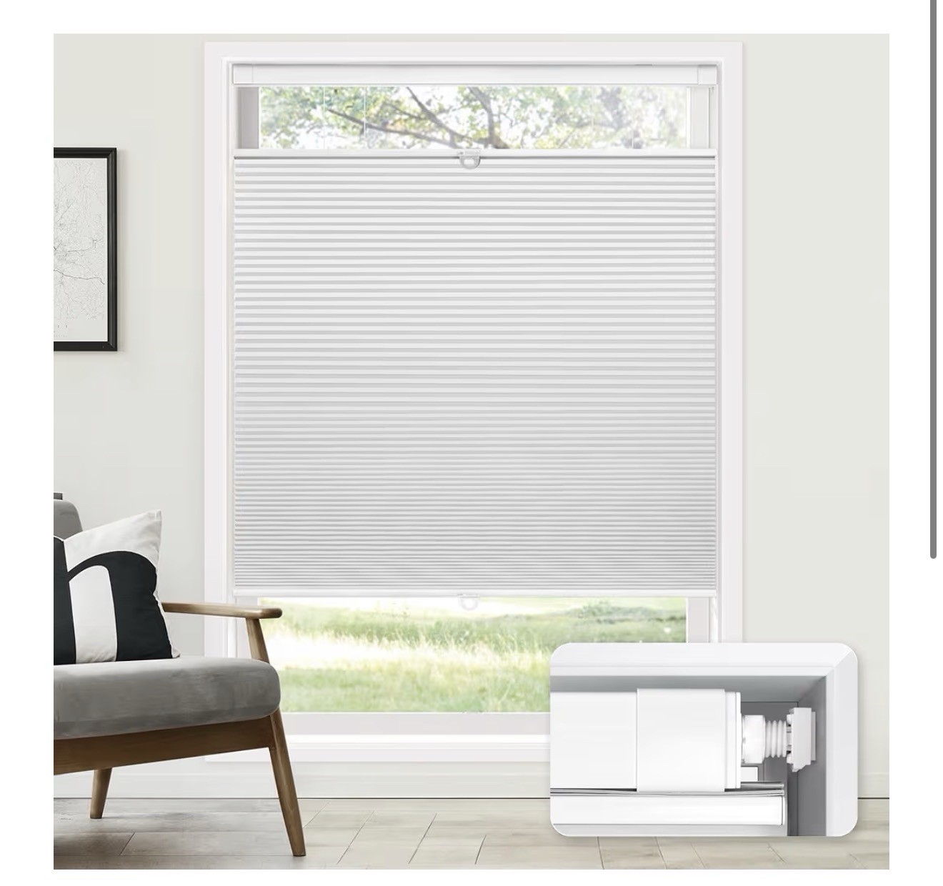 LazBlinds No Tools No Drill Cordless Cellular Shades 46.5″ W x 72″ H