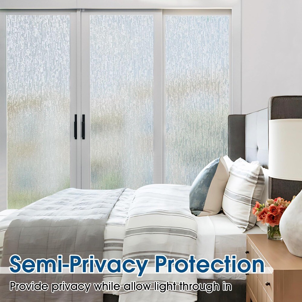 rabbitgoo Window Privacy Film Frosted Static Cling Rain Silk Sticker UV Blocking