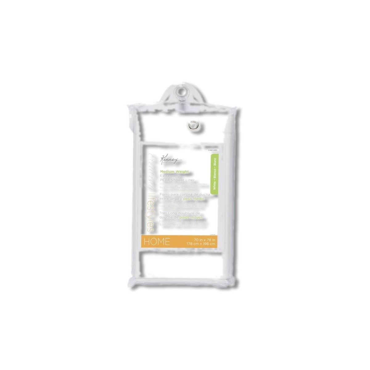 Kenney 78 in X 70 in White Shower Curtaininer PEVA KN61469