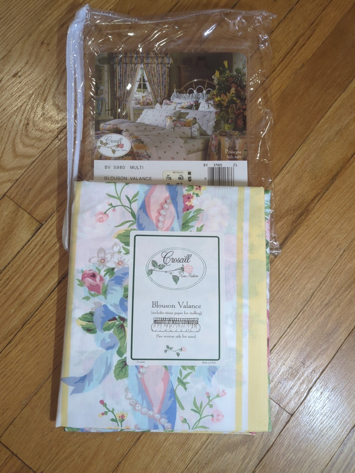 Croscill Blouson Valance Roses Floral Print “Princess” Granny Stripe 80’s 90s
