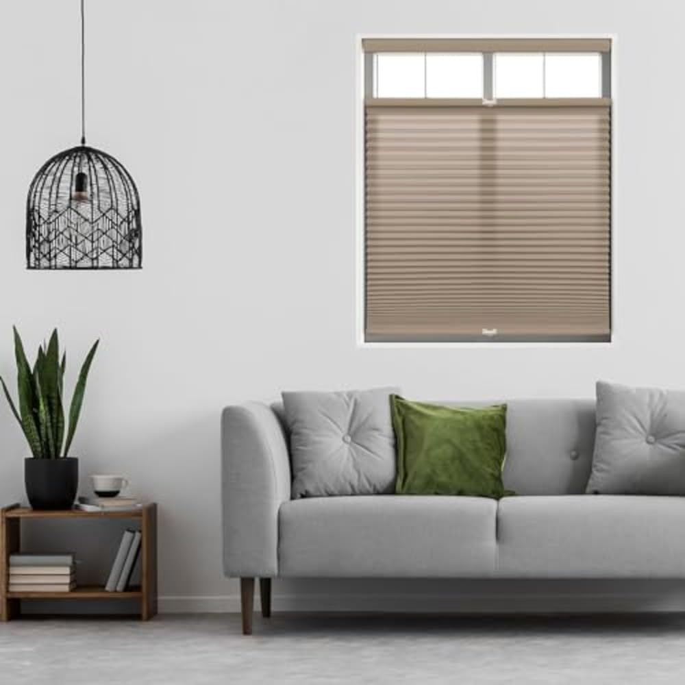 Cordless 1.5″ Light Filtering Top Down Bottom Up Cellular Shade, Latte 43″ W x 6