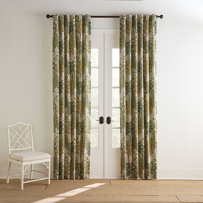 Ballard Designs Fenton Floral Drape Olive Green 50x 84 Curtain Just One New🦩