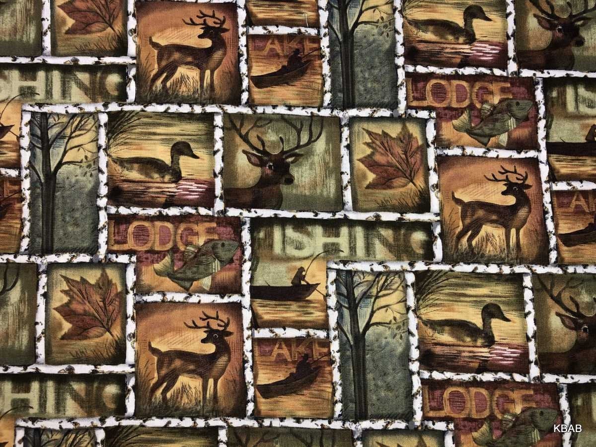 Woodland Wildlife Deer Valance Animal Patch Window Curtain – Cabin Lodge Decor