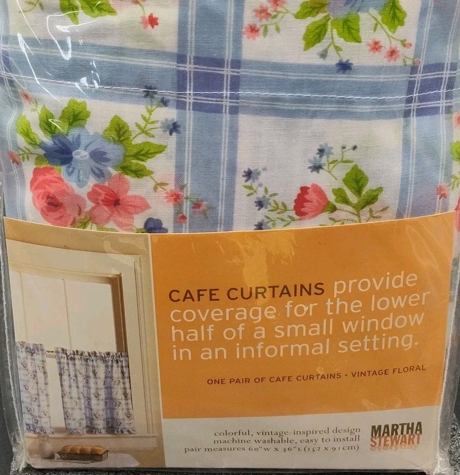 ✅Set-2 Cafe Curtains Martha Stewart Small Window 60″X12.5″ Top & 60″X36″ Lower👀