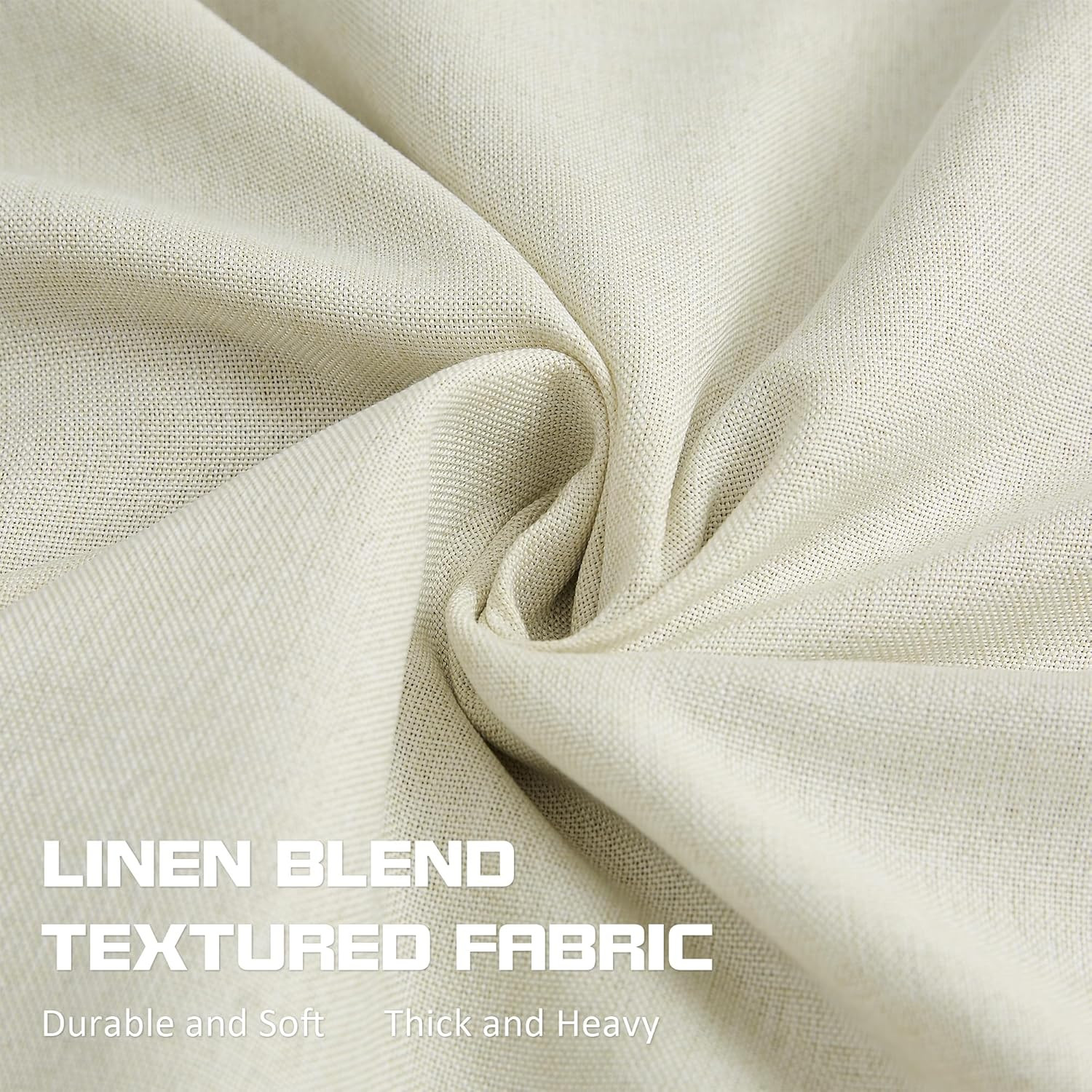 Blackout Pleated Curtains 102″ Length, Cream Beige, 2 Panels