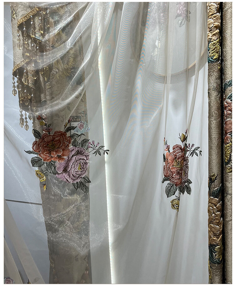 high-grade European jacquard chenille relief thick valance curtain tulle M1560