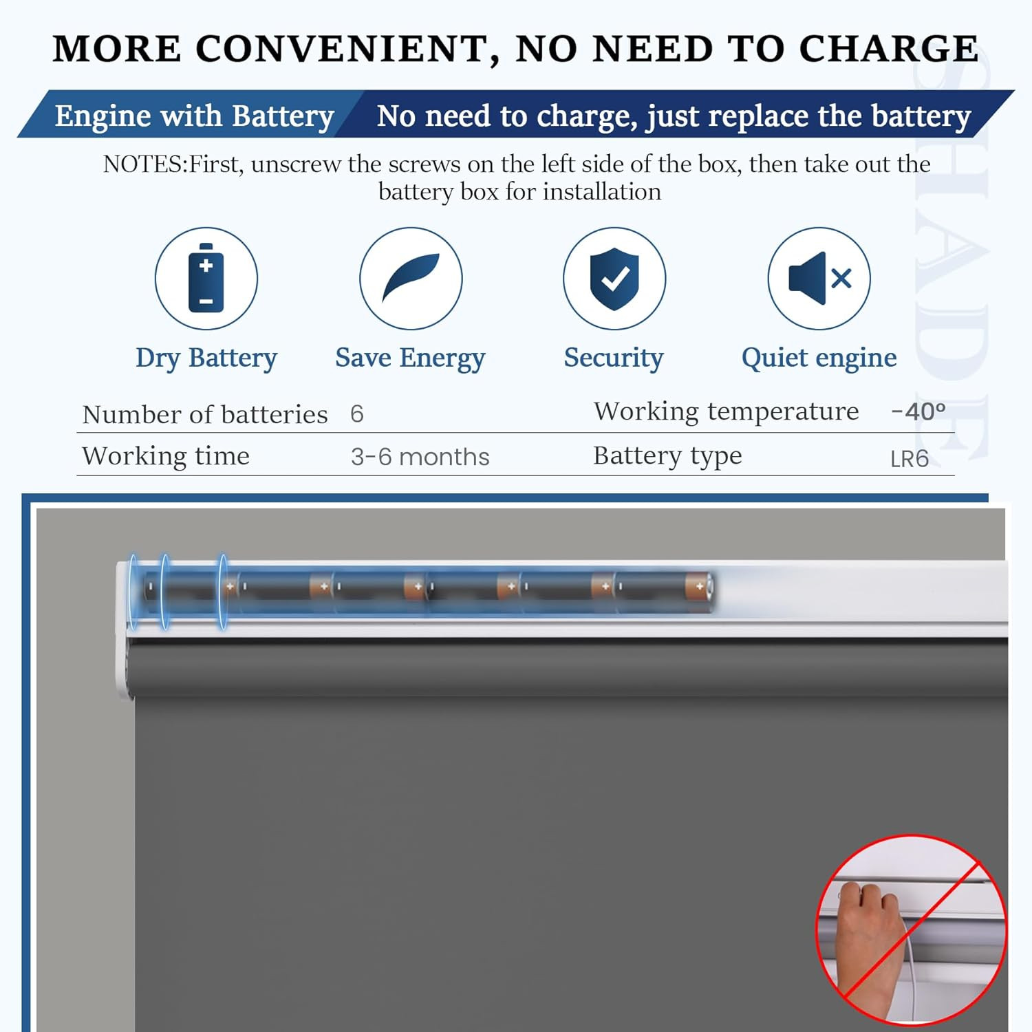Remote Control Motorized Blackout Roller Shade, Dark Grey 34″x72