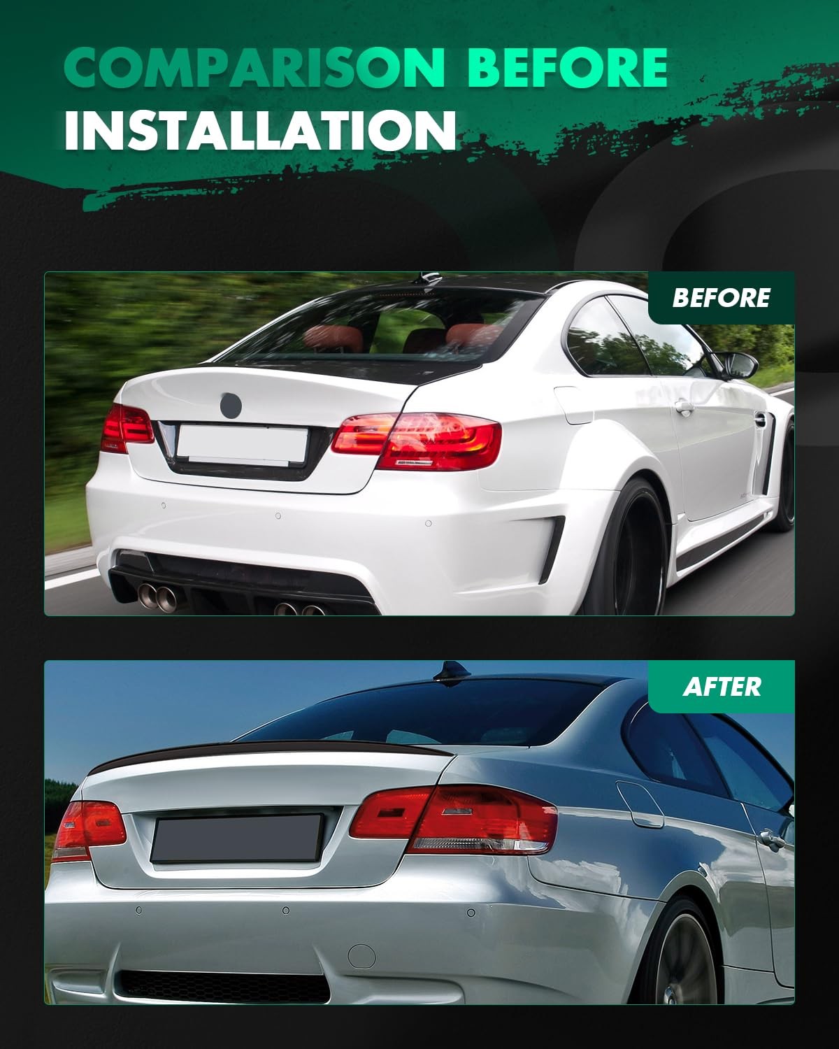 Black ABS Rear Trunk Spoiler Wing Replacement for 2007-2013 BMW 335i 335is 335xi
