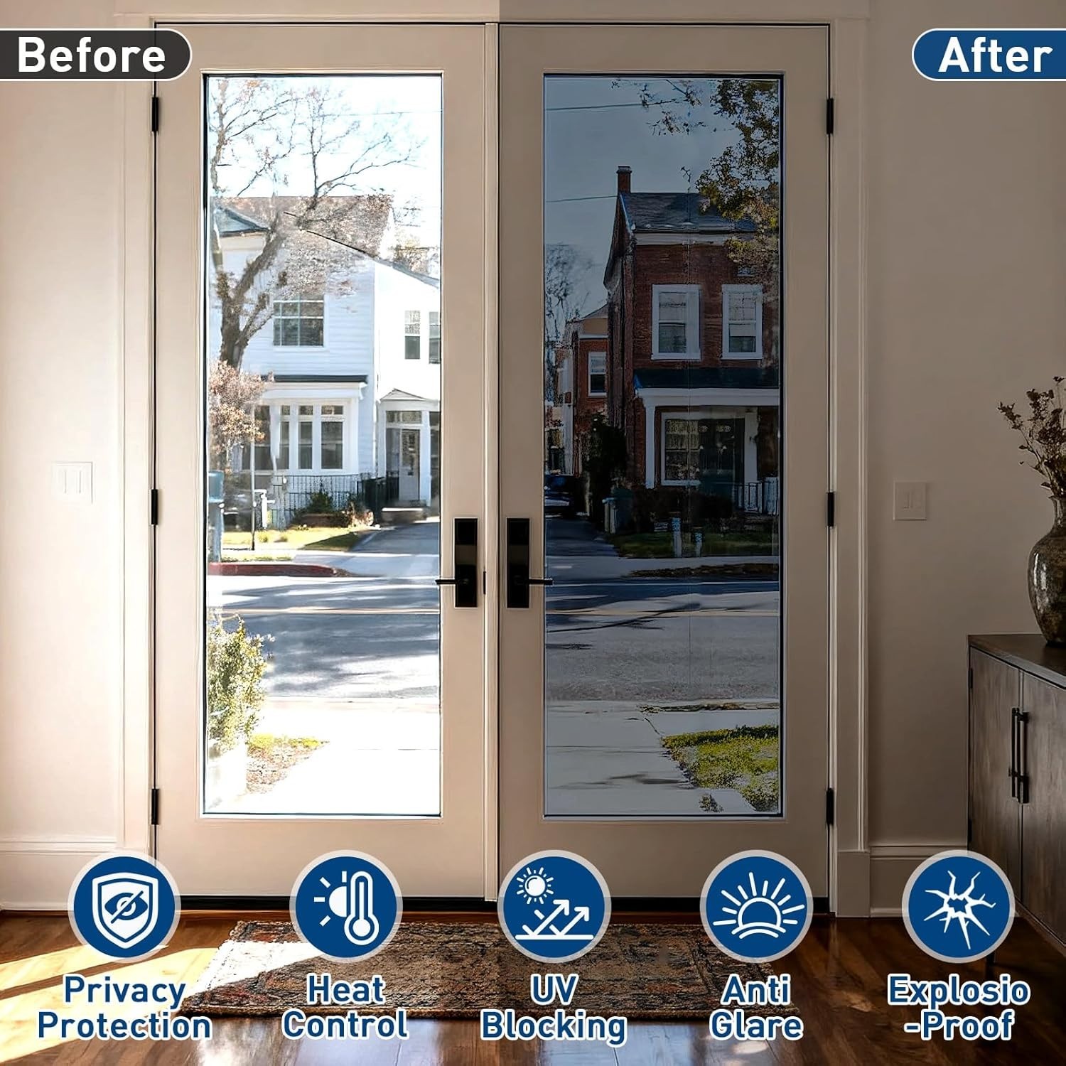 Daytime Reflective Window Design, 88% UV Protection – Easy DIY Installation