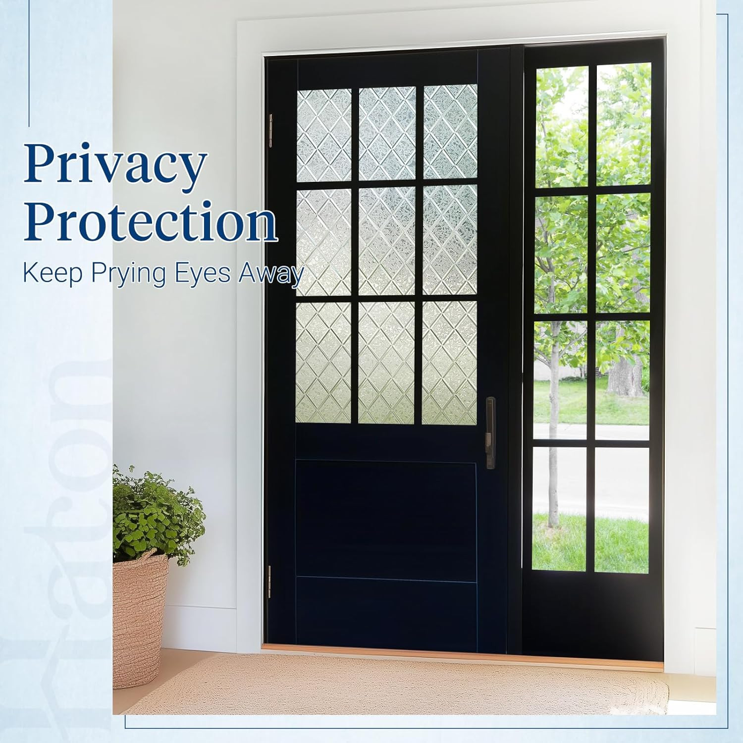 Window Privacy Film Decorative Frosted Glass Window Film, Sun Blocking Stained G