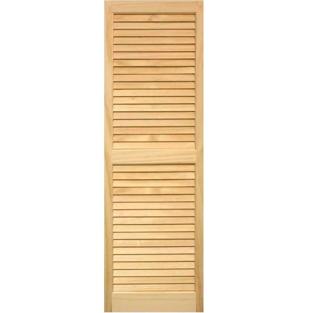 Pinecroft Exterior Louvered Shutters Pair 15 In. x 43 In. Rectangle Pine Frame