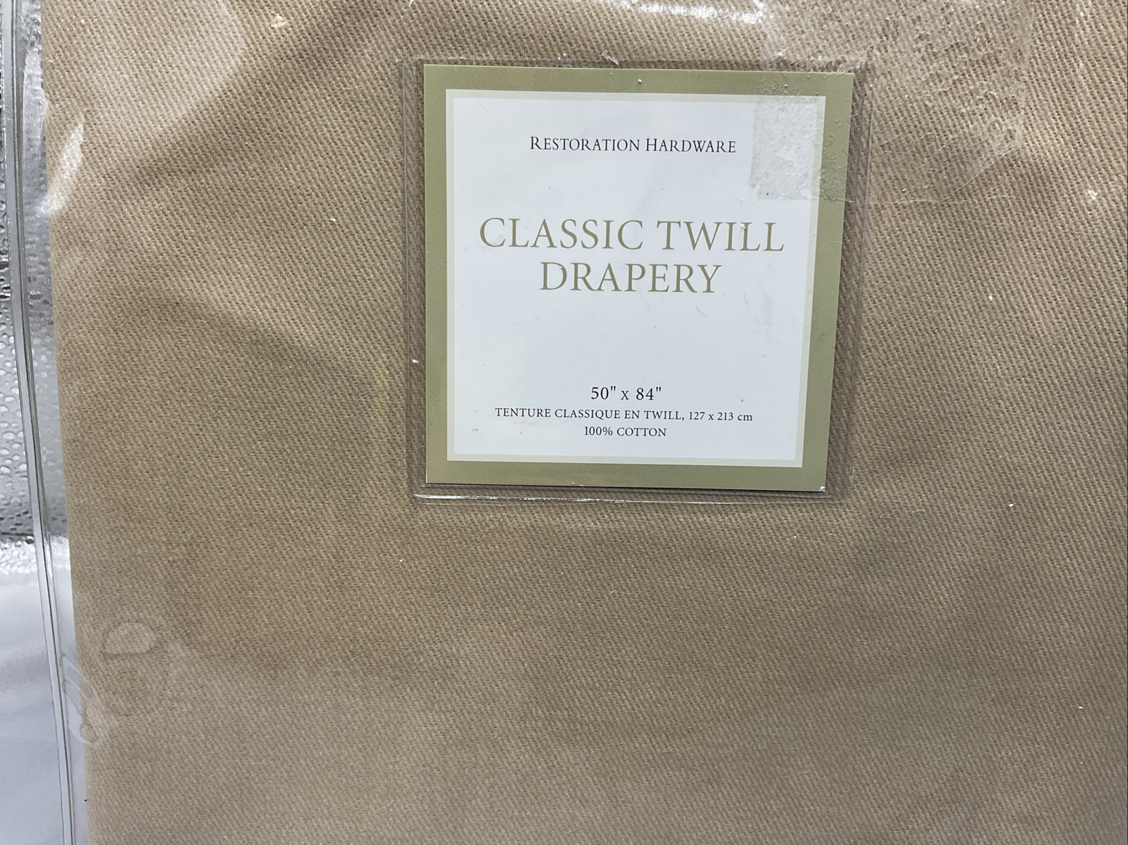 Restoration Hardware Oat 100% Cotton Curtain Drapes 2 Panels 50”x84” Tab Top