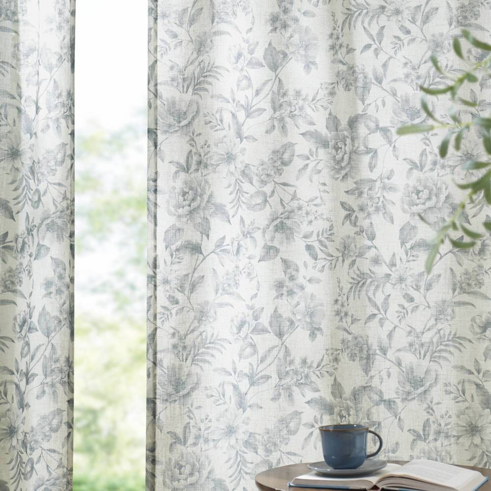 42×84″ Soft Lana Window Curtain Panel Botanical Print Adjustable Tie-Up Fabric