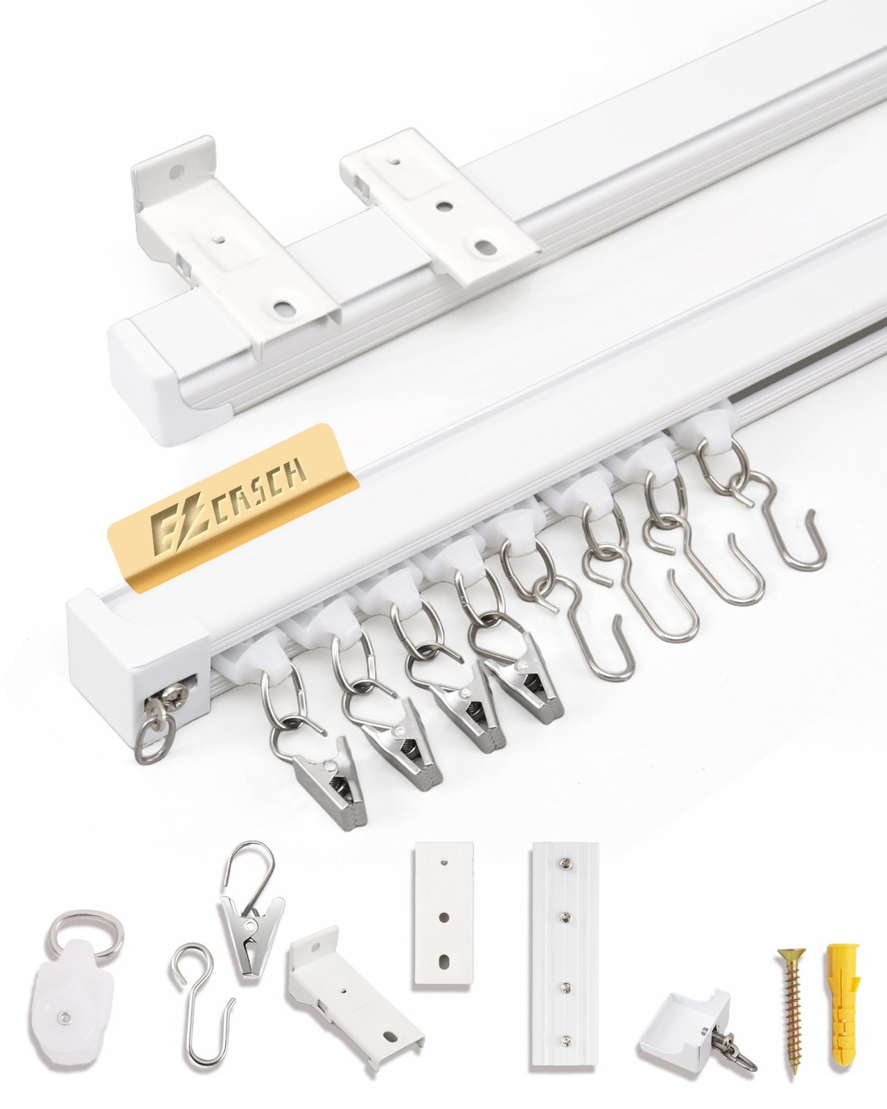 Ceiling Curtain Track Set, Ceiling or Wall Mount 6ft – 9ft, Aluminum Heavy-Du…