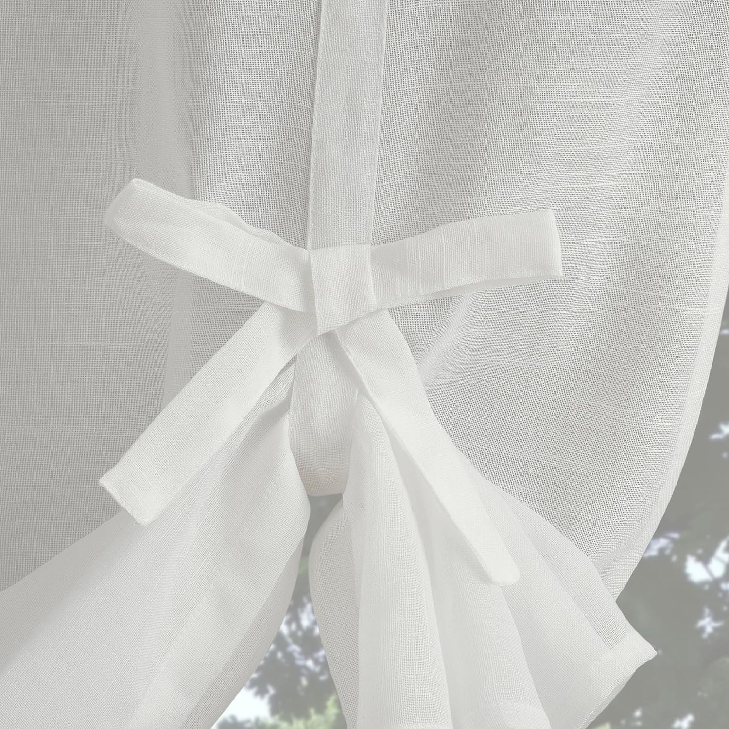 Window Curtain Tie up Balloon Shade Linen Blend Semi-sheer 40×63 White