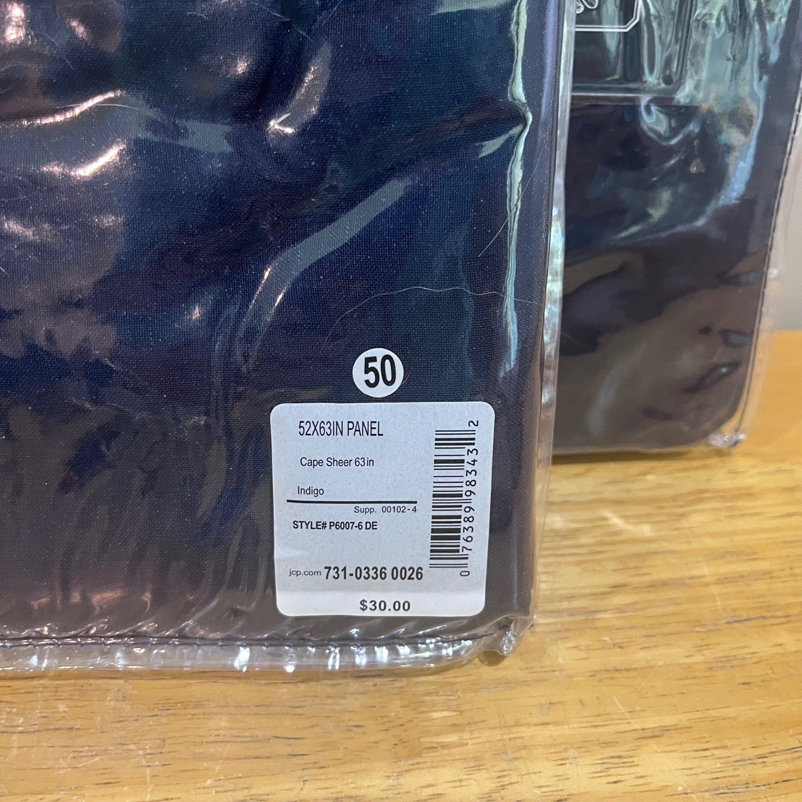 New American Living Cape Sheer Indigo Blue Curtain Panels 52×63 Set of 2 P6007-6