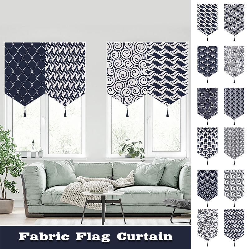Japanese Short Curtain Wave Triangle Flag Kitchen Partition Restaurant Hanging