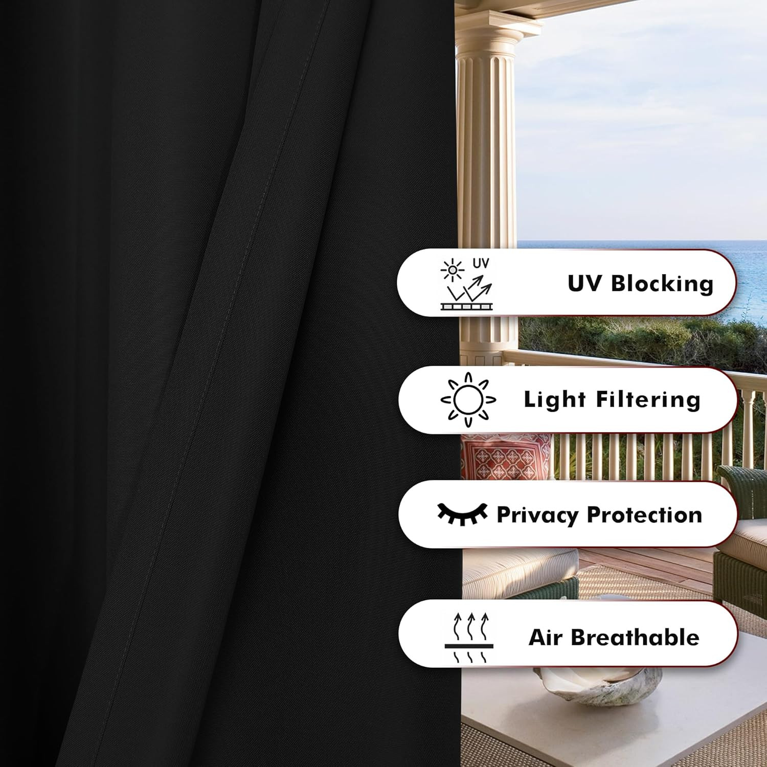 BONZER Outdoor Curtains for Patio Water Resistant Heavy Privacy Light Filtering