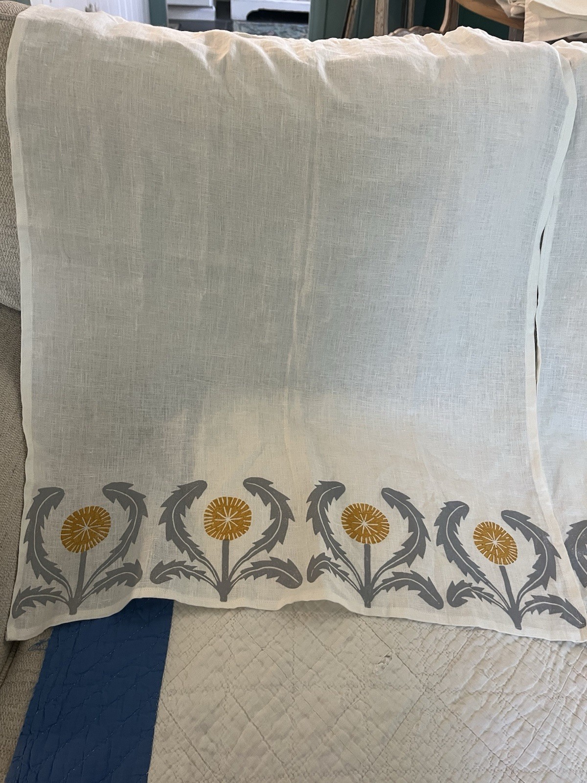 Dandelions! 6 Panels Cafe Custom Curtain Linen Panels Stenciled Etsy Thistles
