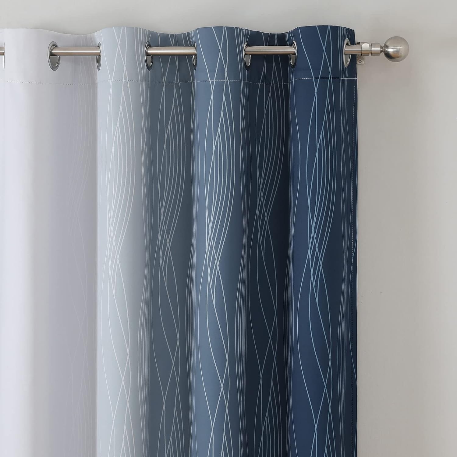 Navy Blue and Greyish White Blackout Curtains for Bedroom 84 Inches Long, Ful…