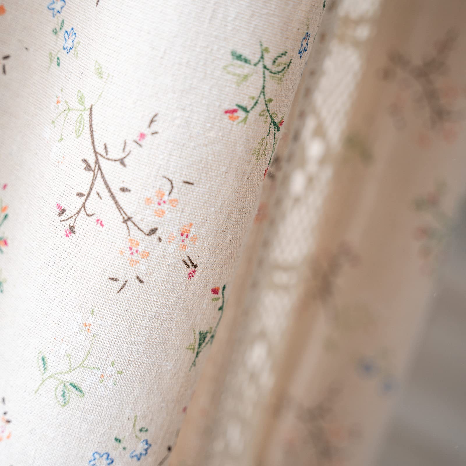 Floral Curtains 84 Inch Length 2 Panels Crochet Lace Patchwork Drapes Semi-Sh…