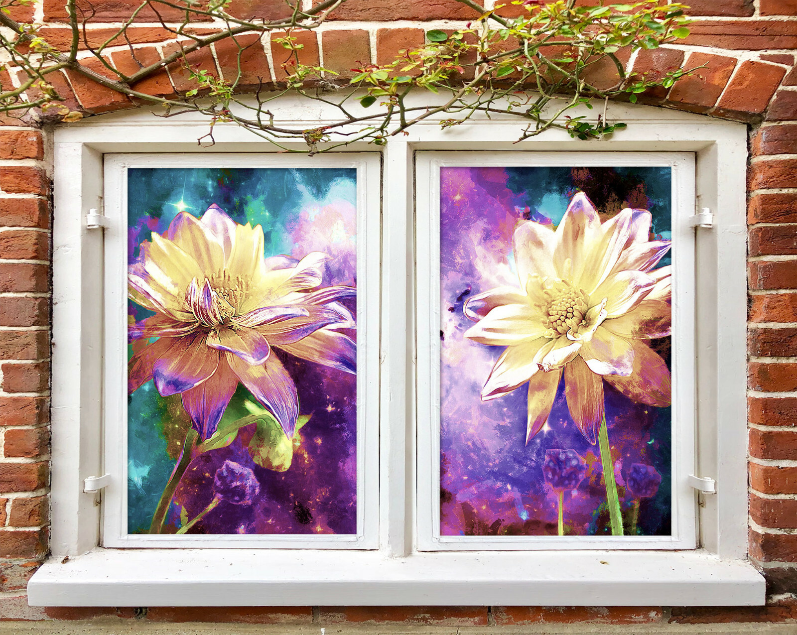 3D Bright Lotus ZHUA3301 Window Film Print Sticker Cling Stained Glass UV
