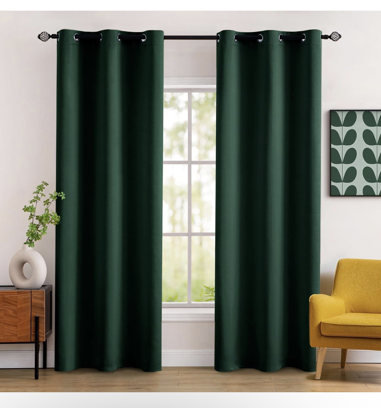 2 Panels Room Darkening Curtains & Drapes for Bedroom – Grommet Solid Texture…