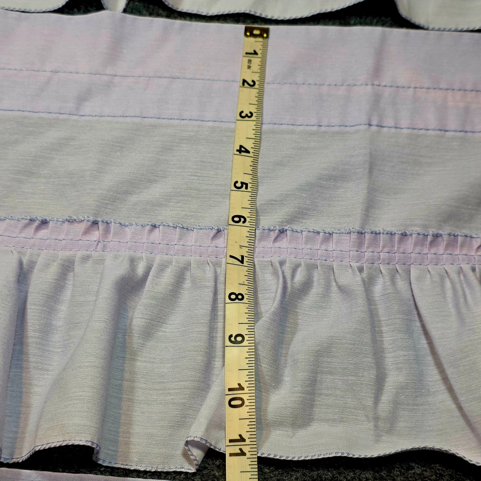 Vintage Lavender Ruffled Window Valances Set of 3 Pastel Purple Cottagecore USA