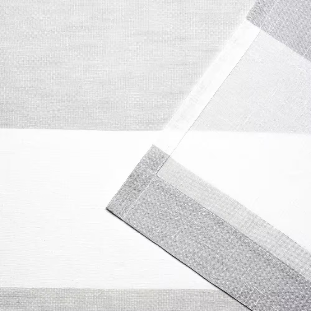 Darma Dove Grey Stripe Sheer Rod Pocket Curtain, 50 In. W X 96 In. L (Set of 2)