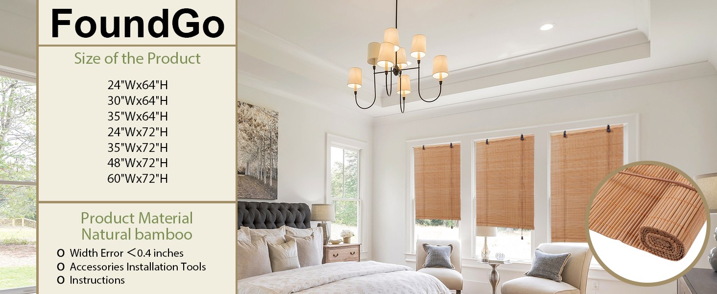 Retro Bamboo Blinds 72″ W x 72″ H Bamboo Roman Shades Light Filtering Roll Up