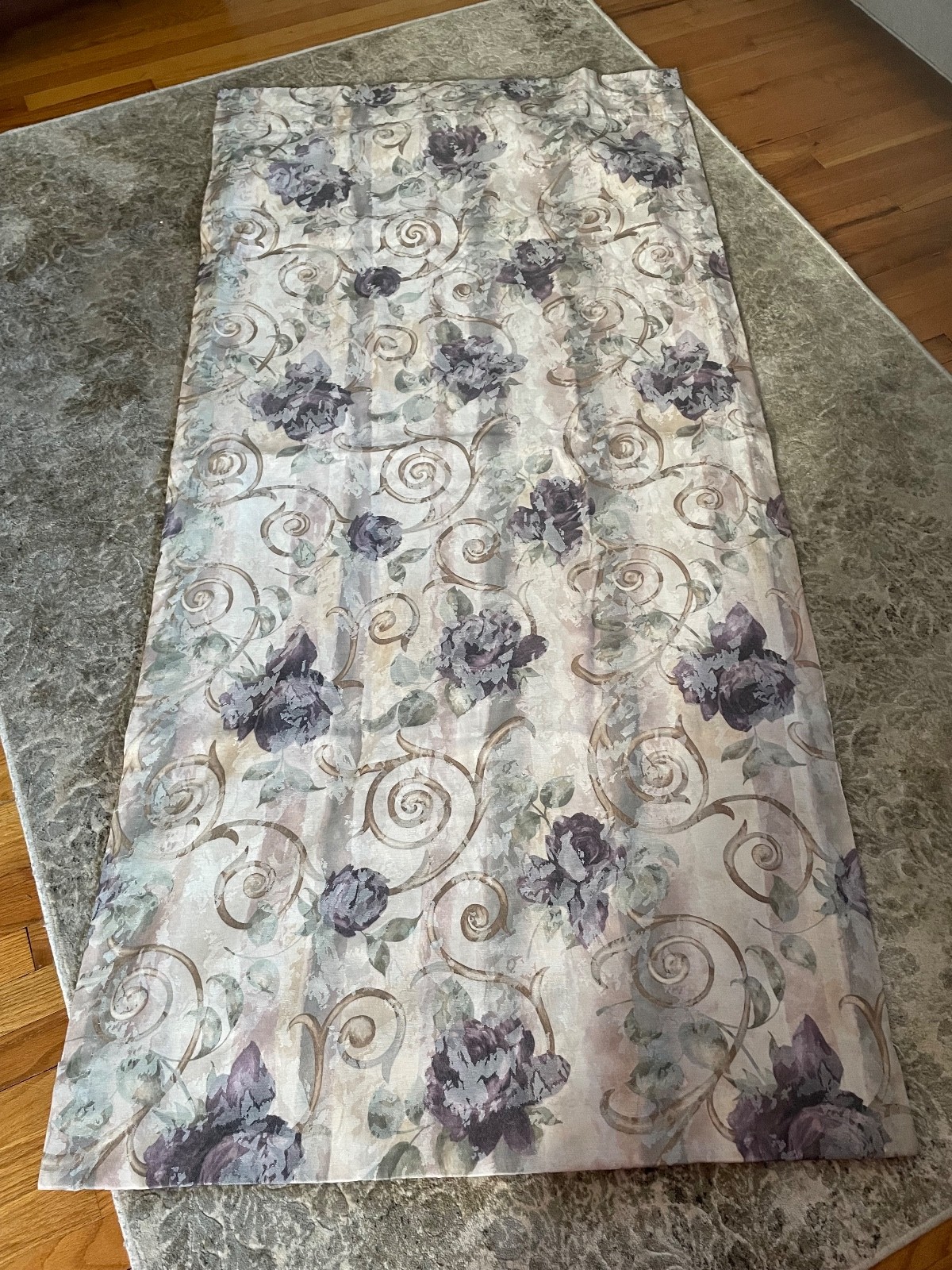 4 pce Croscill Chambord Cassis Original Matte Drapes Purple Rose Roses 80″L